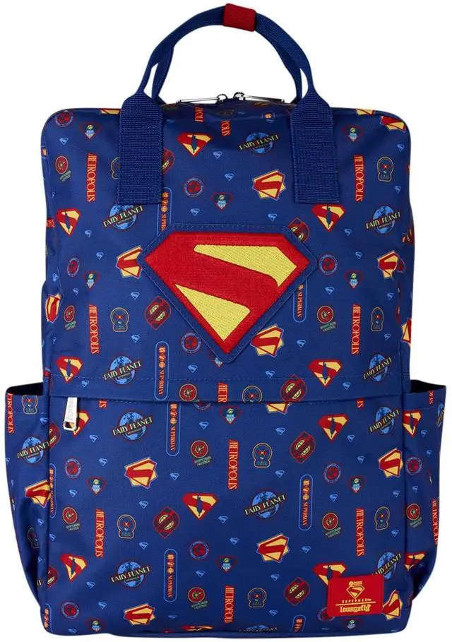 Main image of Loungefly DC Superman Nylon Full-Size School  Backpack, 17in