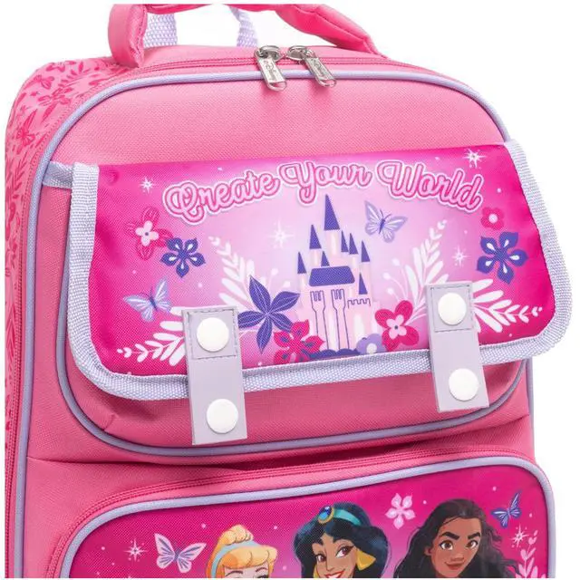 Alt view image 5 of 7 - Disney Princesses 15.5" Polyester Pink Large Backpack with 2 Front Pockets