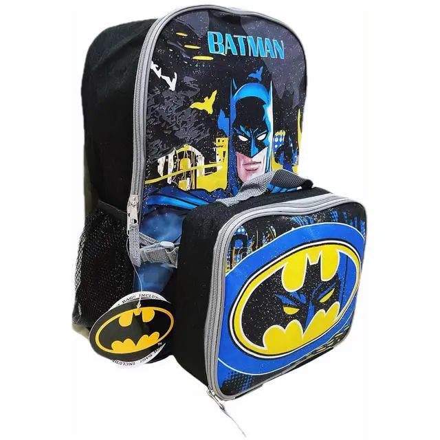 Alt view image 6 of 7 - DC Batman 16" Boys School Backpack with Large Front Pocket & Rectangular Lunch Bag
