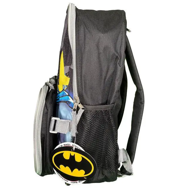 Alt view image 5 of 7 - DC Batman 16" Boys School Backpack with Large Front Pocket & Rectangular Lunch Bag