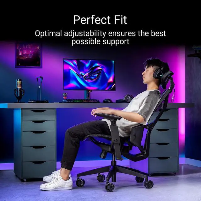 Alt view image 6 of 7 - ASUS ROG Destrier Core Ergo Gaming Chair, Futuristic Cyborg Aesthetic, Versatile Seat Adjustments, Mobile Gaming Arm Support Mode, Acoustic Panel