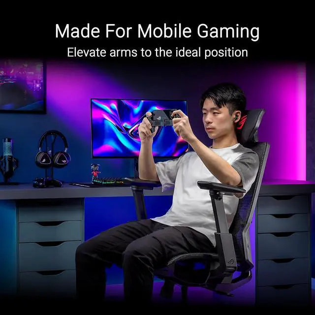 Alt view image 7 of 7 - ASUS ROG Destrier Core Ergo Gaming Chair, Futuristic Cyborg Aesthetic, Versatile Seat Adjustments, Mobile Gaming Arm Support Mode, Acoustic Panel