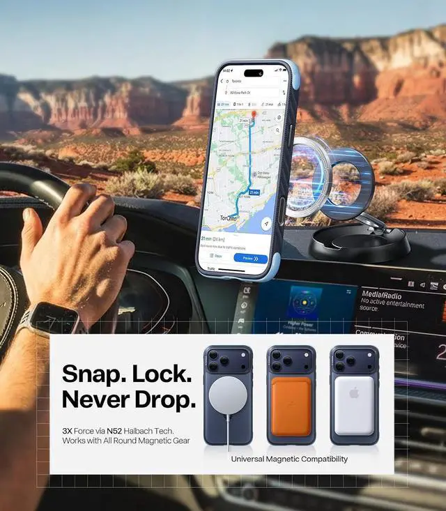 Alt view image 5 of 7 - TORRAS Q3 Rugged for iPhone 17 Pro Max Case with 360 Magnetic Stand, Fit for MagSafe, Microfiber Lining