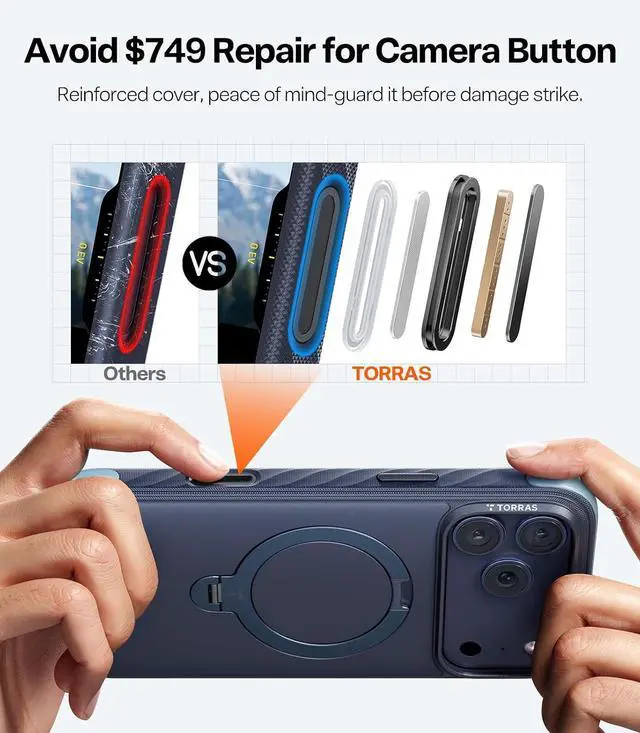 Alt view image 7 of 7 - TORRAS Q3 Rugged for iPhone 17 Pro Max Case with 360 Magnetic Stand, Fit for MagSafe, Microfiber Lining