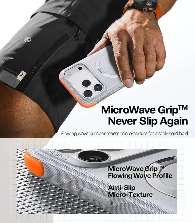 Alt view image 3 of 7 - TORRAS Q3 Rugged for iPhone 17 Pro Case with 360 Magnetic Stand, Fit for MagSafe, Microfiber Lining, Sunrise White