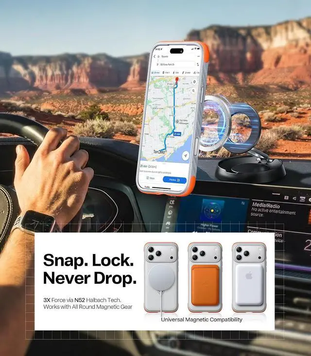 Alt view image 5 of 7 - TORRAS Q3 Rugged for iPhone 17 Pro Case with 360 Magnetic Stand, Fit for MagSafe, Microfiber Lining, Sunrise White