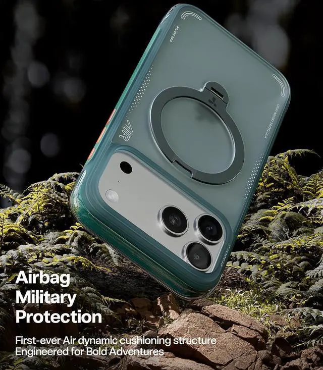 Alt view image 4 of 7 - TORRAS Ostand Q3 Air for iPhone 17 Pro Case 6.3'' with Stronger Magnetic Stand, Fit for Magsafe, Glacier Sprint