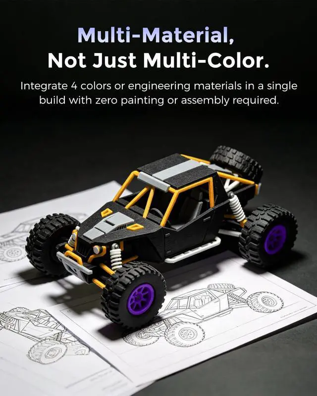 Alt view image 6 of 7 - Flashforge Creator 5 4-Toolheads Multi-Color 3D Printer | 500% Faster, Zero Purge Waste