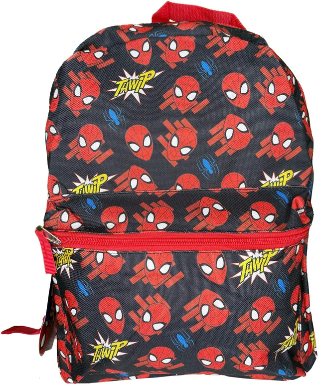 Alt view image 5 of 5 - Spiderman Heads All Over Nylon Kids Backpack 16" School Bookbag for and Boys