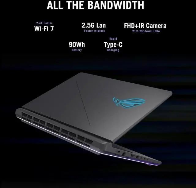 Alt view image 4 of 8 - ASUS ROG Strix G16 (2025) Gaming Laptop, 16 FHD+ 16:10 165Hz/3ms Display, NVIDIA® GeForce RTX 5050 Laptop GPU, Intel® Core i7 Processor 14650HX, 16GB DDR5, 1TB PCIe Gen 4 SSD, Wi-Fi 7, Win 11 Home