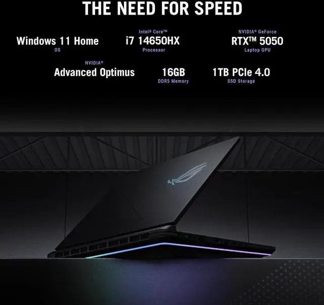 Alt view image 3 of 8 - ASUS ROG Strix G16 (2025) Gaming Laptop, 16 FHD+ 16:10 165Hz/3ms Display, NVIDIA® GeForce RTX 5050 Laptop GPU, Intel® Core i7 Processor 14650HX, 16GB DDR5, 1TB PCIe Gen 4 SSD, Wi-Fi 7, Win 11 Home
