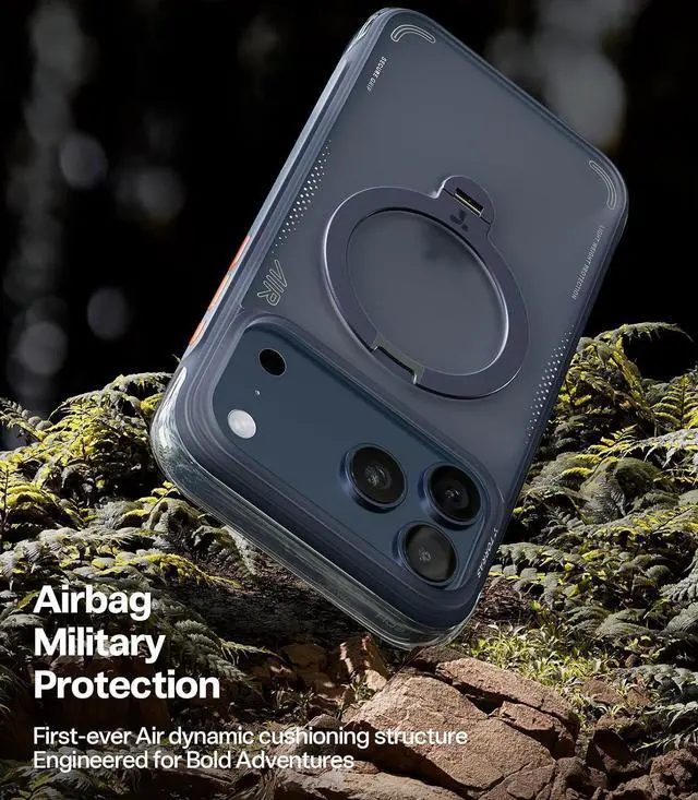 Alt view image 4 of 7 - TORRAS Ostand Q3 Air for iPhone 17 Pro Case 6.3'' with Stronger Magnetic Stand, Fit for Magsafe, Midnight Blue
