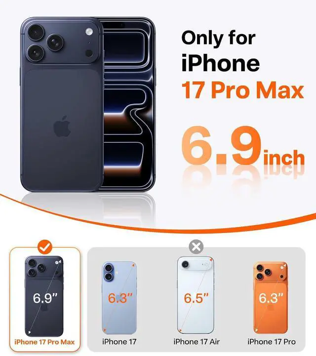 Alt view image 2 of 7 - TORRAS Ostand Q3 Air for iPhone 17 Pro Max Case 6.9'' with Stronger Magnetic Stand, Fit for Magsafe, Midnight Blue