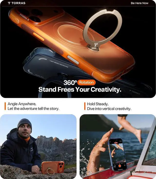 Alt view image 5 of 7 - TORRAS Ostand Q3 Air for iPhone 17 Pro Max Case 6.9'' with Stronger Magnetic Stand, Fit for Magsafe, Midnight Blue