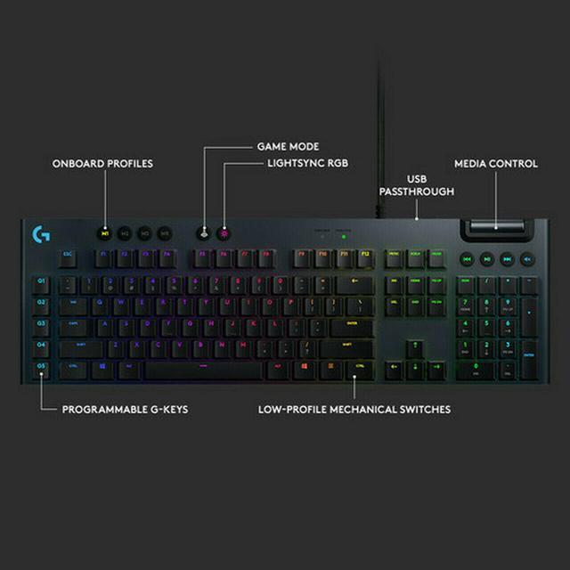Alt view image 8 of 11 - Logitech G815 LIGHTSYNC RGB Lighting Mechanical Wired Ultra Slim Gaming Keyboard GL Clickly for PC 920-009087 - Black