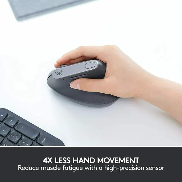 Alt view image 6 of 15 - Logitech MX Vertical Advanced Ergonomic Mouse Wireless USB Receiver, 910-005447