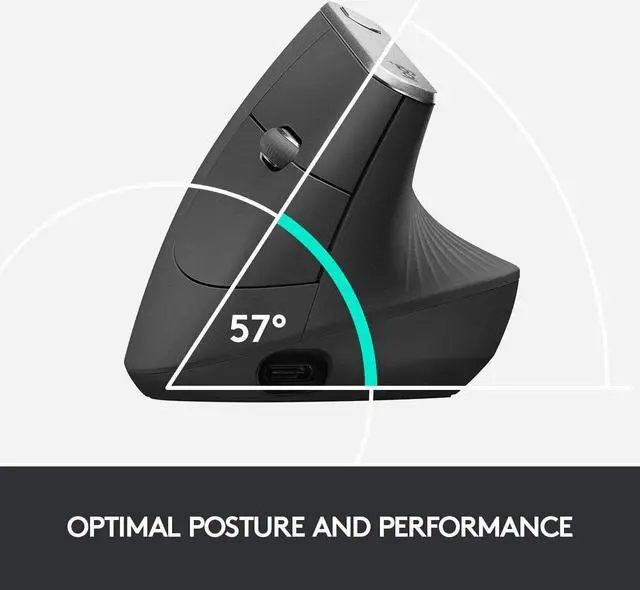 Alt view image 4 of 15 - Logitech MX Vertical Advanced Ergonomic Mouse Wireless USB Receiver, 910-005447