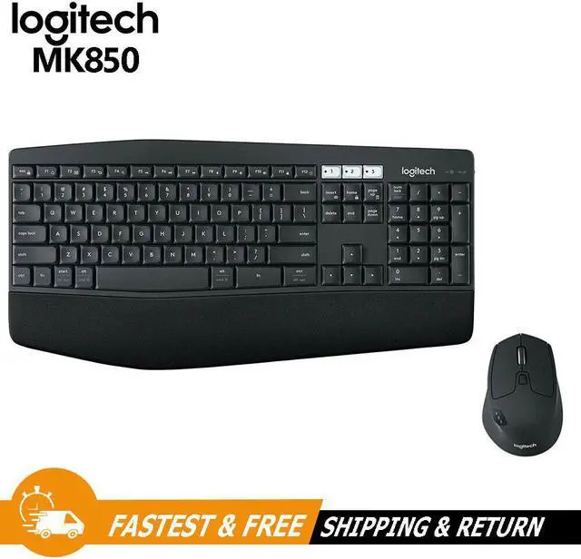 Alt view image 2 of 7 - Logitech MK850 2.4 GHz Multi-Device Performance USB Wireless Keyboard & Optical Mouse Combo Pack for PC 920-008219, Black