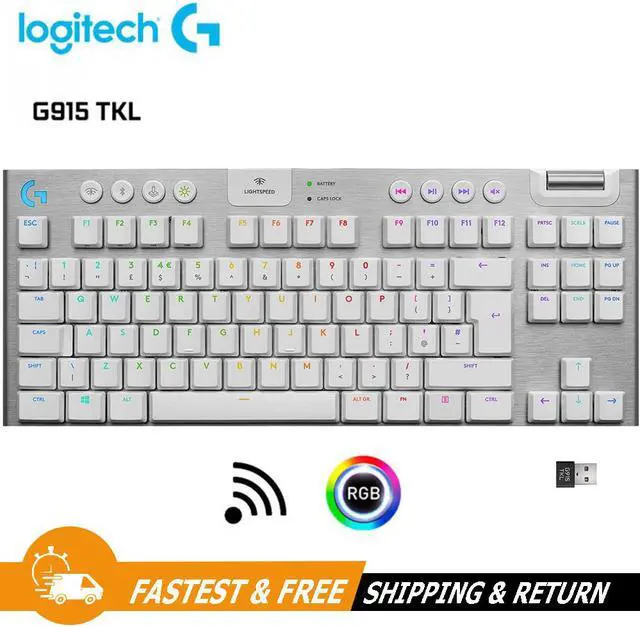 Alt view image 2 of 10 - Logitech G915 TKL Lightspeed Mechanical Wireless Gaming Keyboard RGB GL Tactile Switch (920-009660), White