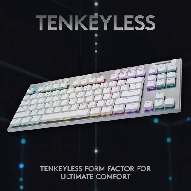 Alt view image 7 of 10 - Logitech G915 TKL Lightspeed Mechanical Wireless Gaming Keyboard RGB GL Tactile Switch (920-009660), White