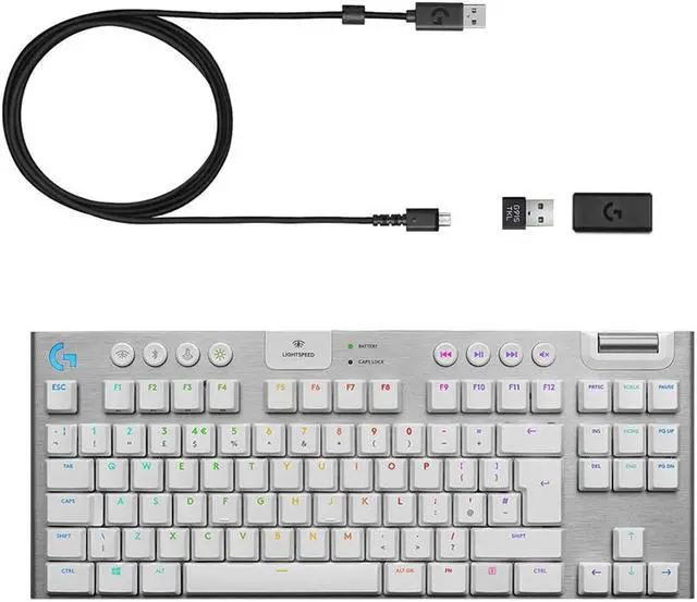 Alt view image 5 of 10 - Logitech G915 TKL Lightspeed Mechanical Wireless Gaming Keyboard RGB GL Tactile Switch (920-009660), White