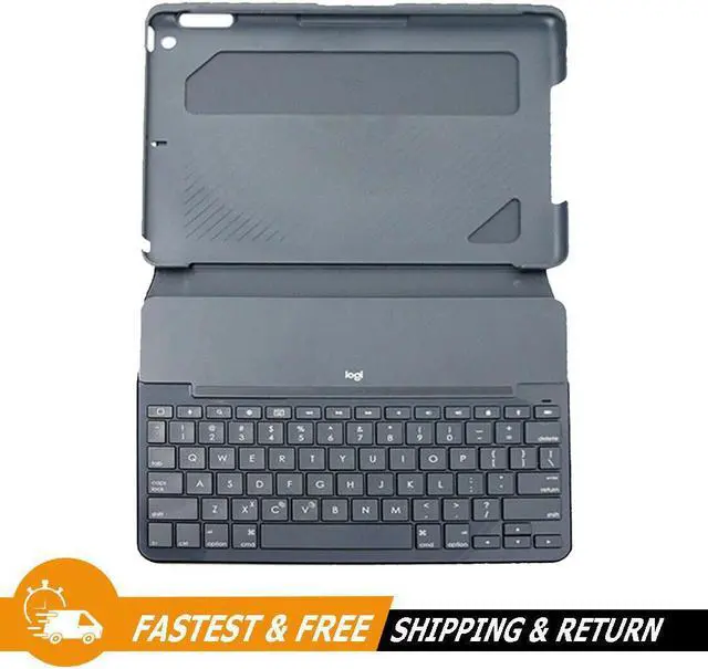 Alt view image 10 of 20 - Logitech 9.7" Slim Folio with Integrated Bluetooth Keyboard Case for Apple iPad 5th and 6th Gen 920-009017, Black