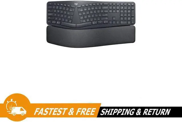 Alt view image 7 of 7 - Logitech ERGO K860 Split Ergonomic Keyboard - Wireless Connectivity - Bluetooth/RF - 32.81 ft - 2.40 GHz - USB Interface - Windows, Mac OS - AAA Battery Size Supported - Black