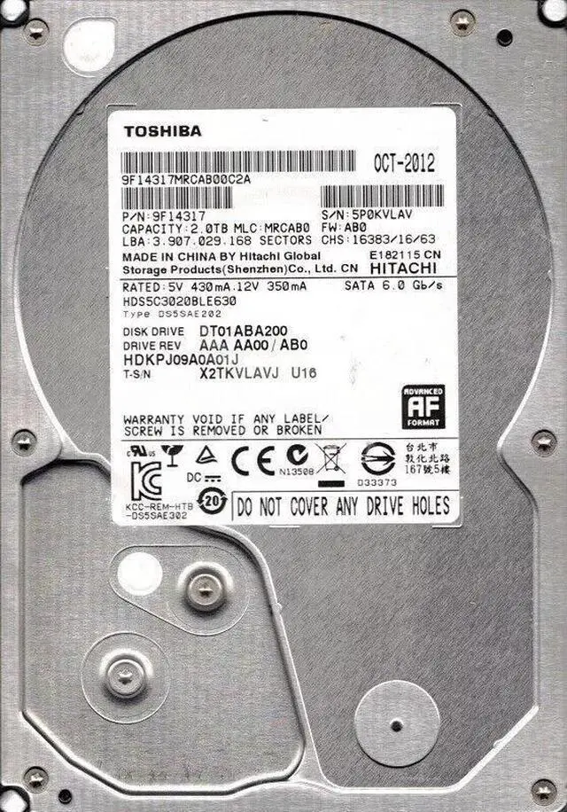 DT01ABA200 [2TB SATA600 5700]　TOSHIBA 3.5 HDD qqffhab Hard Drive Toshiba 2TB DT01ABA200 SATA III 5700RPM 32MB 3.5