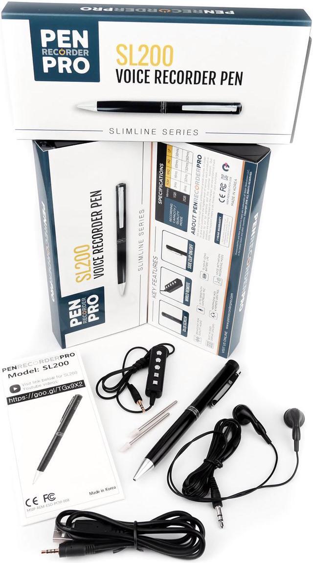 Alt view image 2 of 9 - PenRecorderPro SL200 Voice Recorder Pen, Audio Activated, Small Recording Device, LCD Display, PCM Broadcast Quality, Wired Remote (Slimline Series)