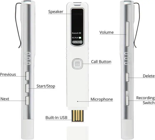 Alt view image 4 of 18 - RecorderGear PR200 Bluetooth Cell Phone Call Recording Device, iPhone & Android Mobile Recorder, Record Voice/Meetings/Memos