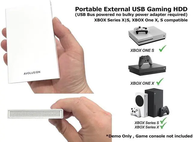 Alt view image 6 of 7 - Avolusion HD250U3-WH 1TB USB 3.0 Portable XBOX One External Gaming Hard Drive (XBOX Pre-Formatted, White) - 2 Year Warranty