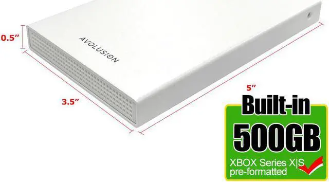 Main image of Avolusion HD250U3-WH 500GB USB 3.0 Portable External Gaming Hard Drive (for XBOX Series X|S, Pre-Formatted) - 2 Year Warranty