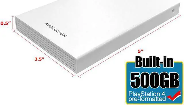 Main image of Avolusion HD250U3-WH 500GB USB 3.0 Portable External Gaming PS4 Hard Drive - White (PS4 Pre-Formatted) - 2 Year Warranty