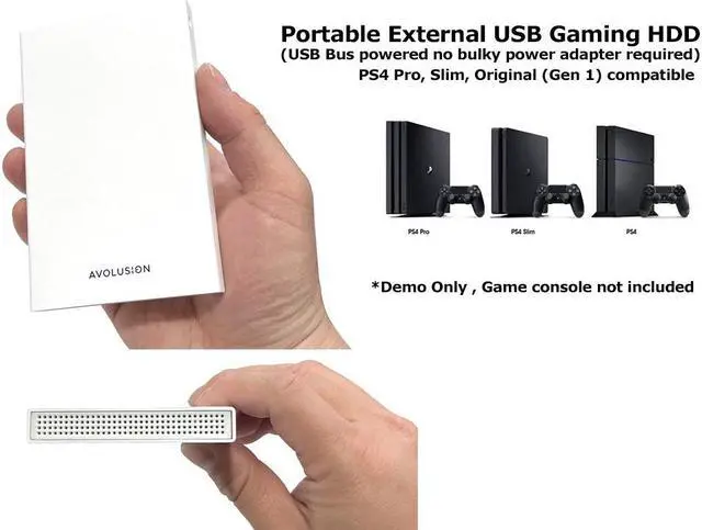 Alt view image 5 of 6 - Avolusion HD250U3-WH 1TB USB 3.0 Portable External Gaming PS4 Hard Drive - White (PS4 Pre-Formatted) - 2 Year Warranty