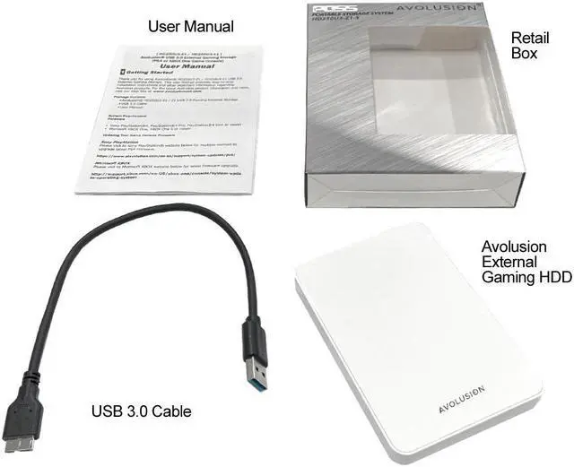 Alt view image 2 of 7 - Avolusion Z1-S 1TB USB 3.0 Portable External Gaming PS5 Hard Drive - White (PS5 Pre-Formatted) - 2 Year Warranty