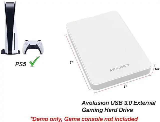 Alt view image 7 of 7 - Avolusion Z1-S 1TB USB 3.0 Portable External Gaming PS5 Hard Drive - White (PS5 Pre-Formatted) - 2 Year Warranty