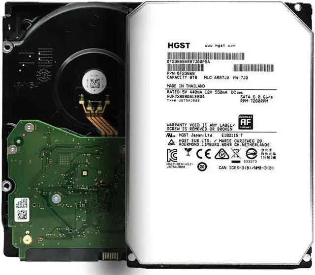 Alt view image 2 of 6 - HGST Ultrastar He8 8TB 512e 7200RPM SATA 6Gb/s 3.5" HDD (HUH728080ALE604)