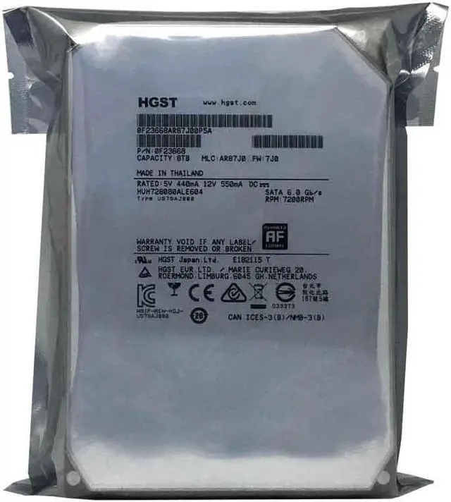 Alt view image 6 of 6 - HGST Ultrastar He8 8TB 512e 7200RPM SATA 6Gb/s 3.5" HDD (HUH728080ALE604)