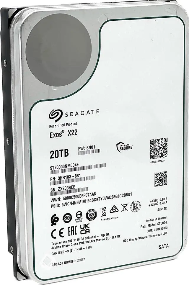 Alt view image 3 of 7 - Seagate Exos X22 20TB SATA 6Gb/s 7200RPM 3.5" Enterprise HDD - ST20000NM004E