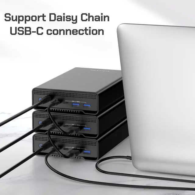 Alt view image 6 of 7 - Avolusion PRO-G1 Series 18TB USB 3.2 Gen 2 USB-C External Hard Drive with USB Hub for Windows or MacOS Desktop PC / Laptop (Black) - 2 Year Warranty