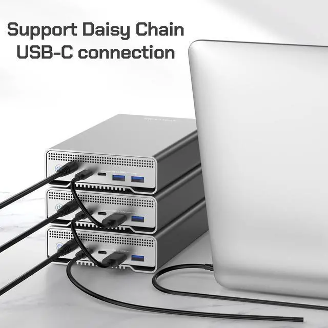 Alt view image 5 of 6 - Avolusion PRO-G1 Series 14TB USB 3.2 Gen 2 USB-C External Hard Drive with USB Hub for Windows or MacOS Desktop PC / Laptop (Silver) - 2 Year Warranty