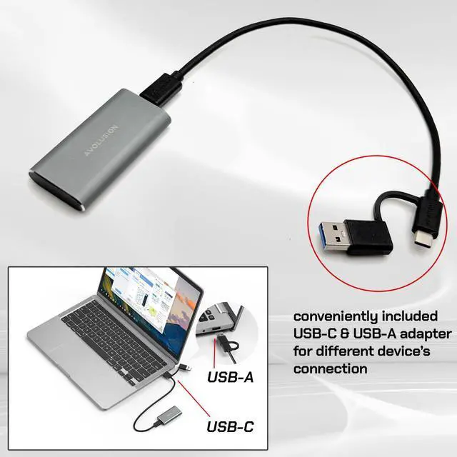 Alt view image 3 of 6 - Avolusion S1 1TB Portable SSD - Up to 1000MB/s - PC and Mac - USB 3.2 USB-C External Solid State Drive - S1-SSD-T1, Durable Aluminum Built