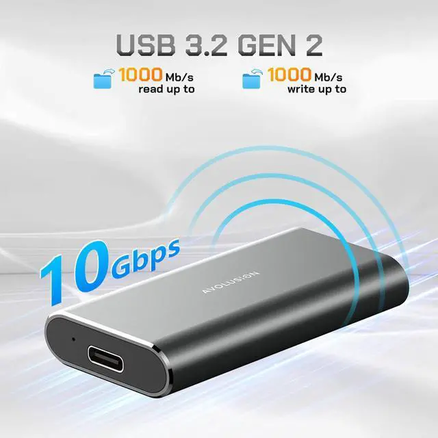 Alt view image 2 of 6 - Avolusion S1 1TB Portable SSD - Up to 1000MB/s - PC and Mac - USB 3.2 USB-C External Solid State Drive - S1-SSD-T1, Durable Aluminum Built
