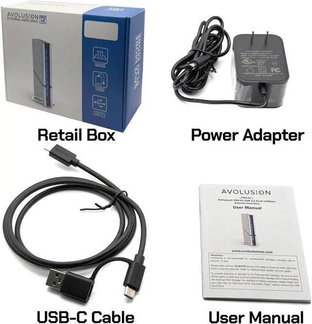 Alt view image 6 of 6 - Avolusion PRO-H1 Series 20TB 7200RPM USB 3.2 Gen2 (10Gbps) External Hard Drive (for Windows or MacOS Desktop PC/Laptop)