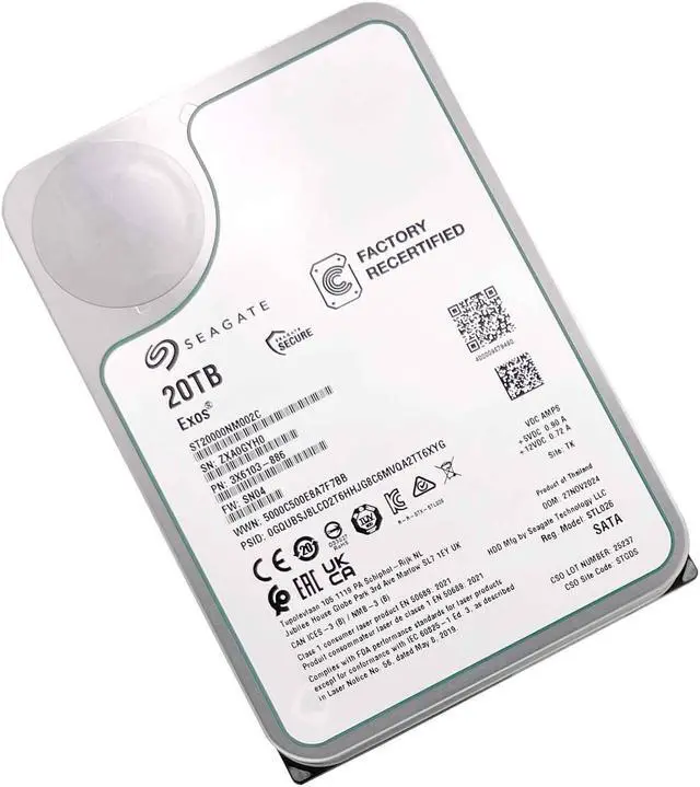 Alt view image 3 of 12 - Seagate Exos ST20000NM002C 20TB 7200RPM SATA 6Gb/s 256MB Cache CMR 3.5-Inch Enterprise Hard Drive