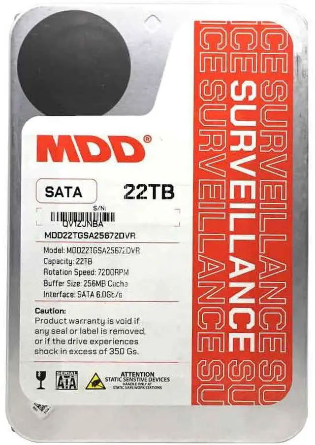 Main image of MDD (MDD22TS25672DVR)  22TB 7200RPM 256MB Cache SATA 6.0Gb/s 3.5inch Internal Surveillance Hard Drive