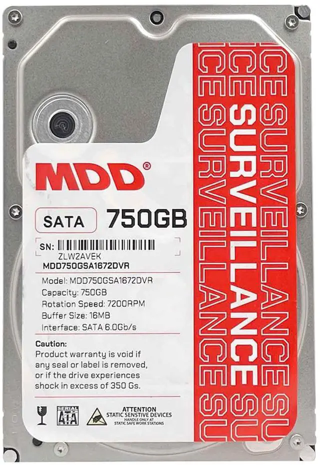 Alt view image 2 of 6 - MDD 750GB 16MB Cache 7200PM SATA 3.0Gb/s 3.5inch Surveillance Hard Drive (MDD750GSA1672DVR) - 3 Year Warranty