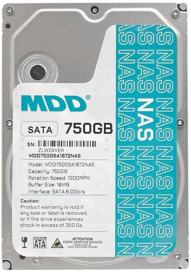 Alt view image 2 of 6 - MDD 750GB 16MB Cache 7200PM SATA 3.0Gb/s 3.5inch NAS Hard Drive (MDD750GSA1672NAS) - 3 Year Warranty