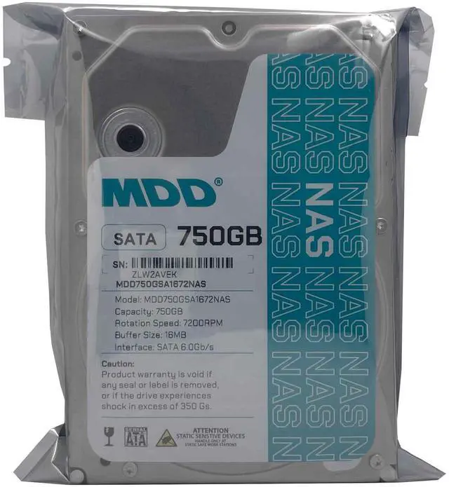 Alt view image 6 of 6 - MDD 750GB 16MB Cache 7200PM SATA 3.0Gb/s 3.5inch NAS Hard Drive (MDD750GSA1672NAS) - 3 Year Warranty