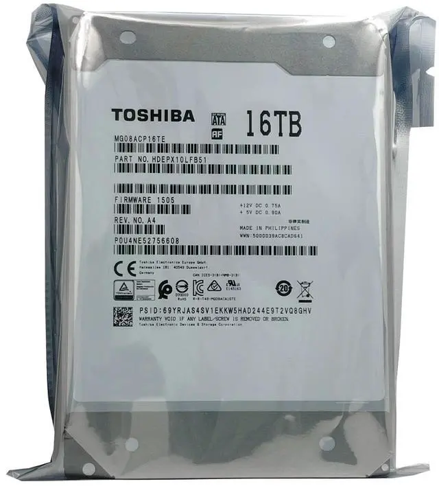 Alt view image 3 of 5 - Toshiba MG08 MG08ACP16TE 16TB 7.2K RPM SATA 6Gb/s 512e 3.5in Hard Drive